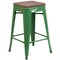 Merrick Lane Dalton Series Backless Metal Dining Stool with Wooden Seat for Indoor Use